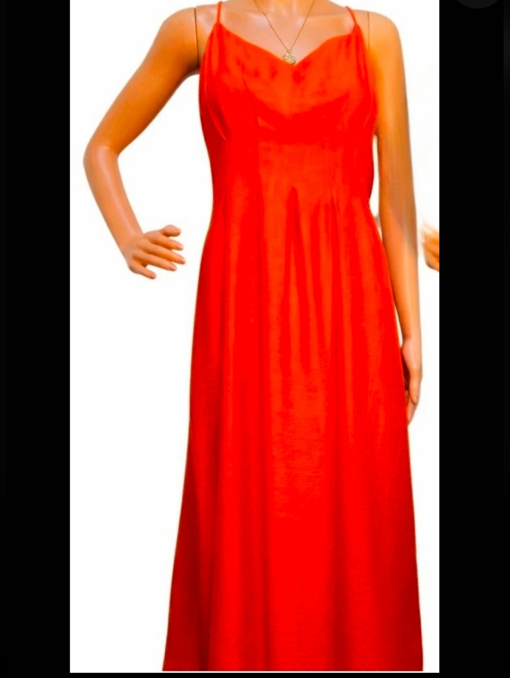 Mango Vibrant Orange Sleeveless Midi Dress